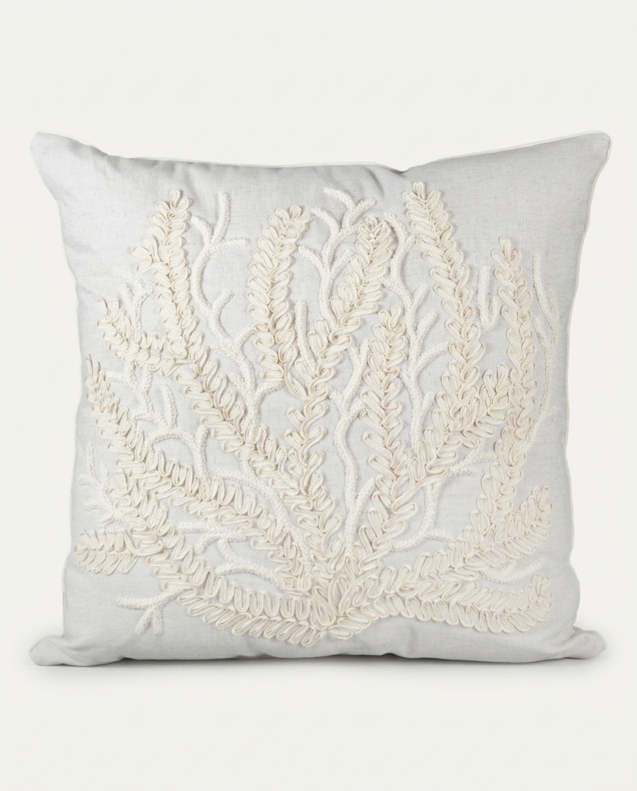 Almofada Linho Cru e Boucle Coral Cru - image 1