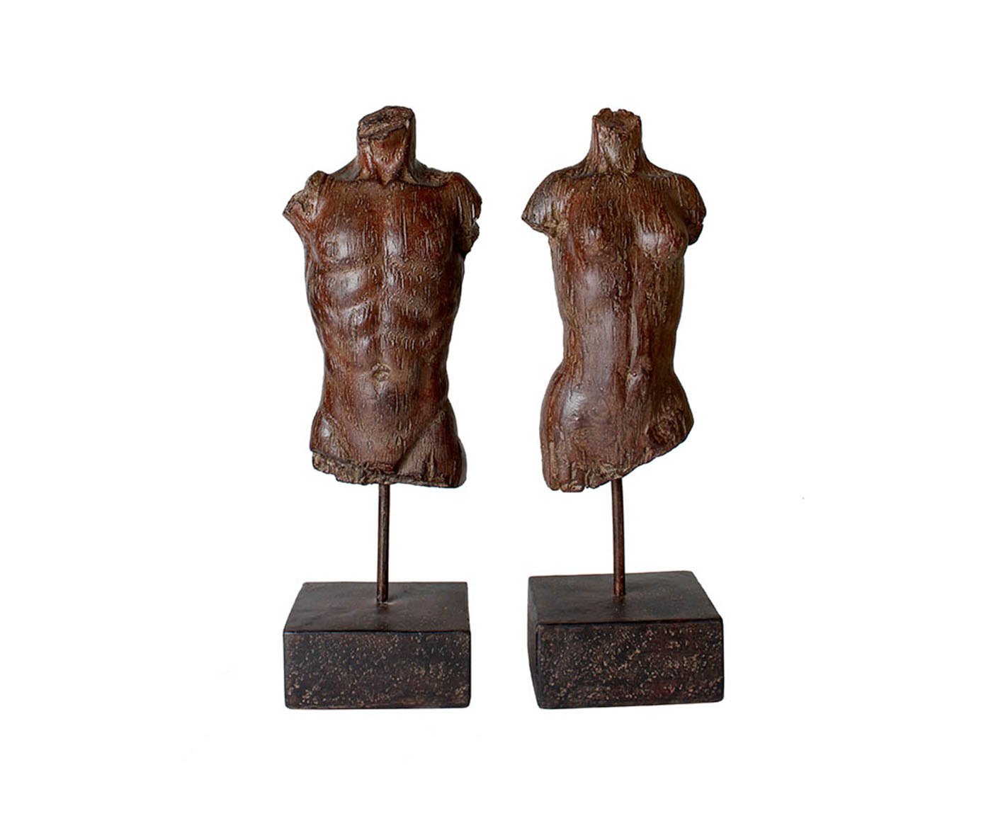 Escultura Busto Homem e Mulher Marrom image number 0