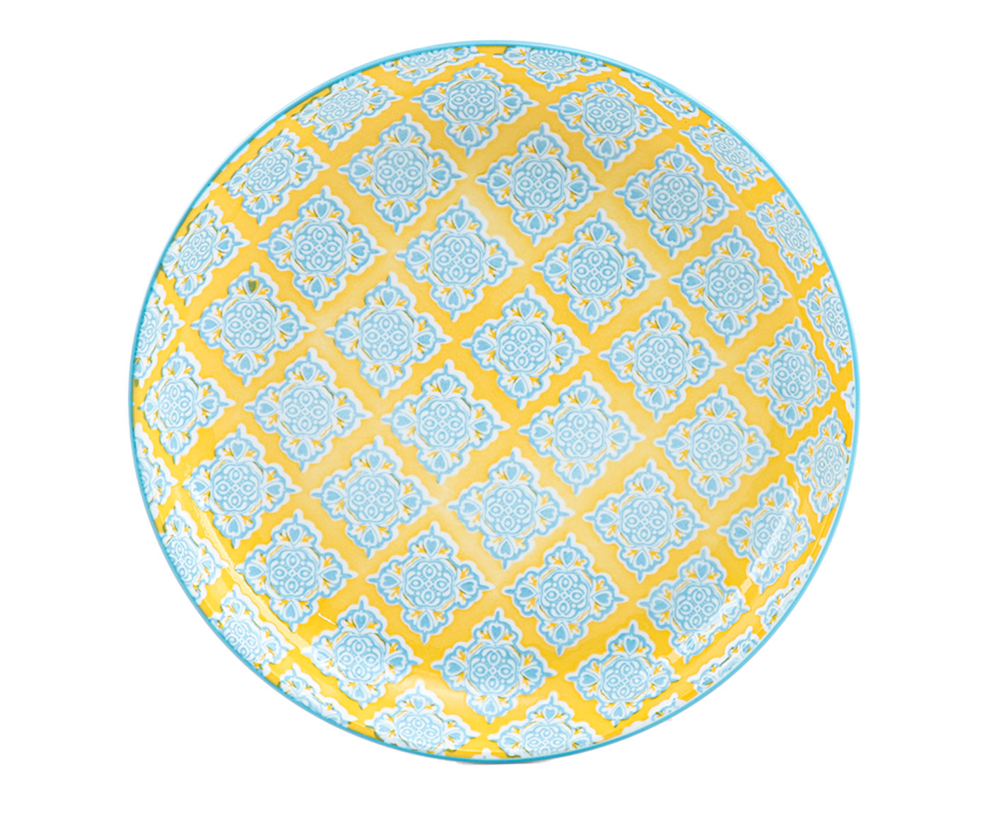 Prato Raso em Porcelana Bart - Amarelo e Azul image number 0