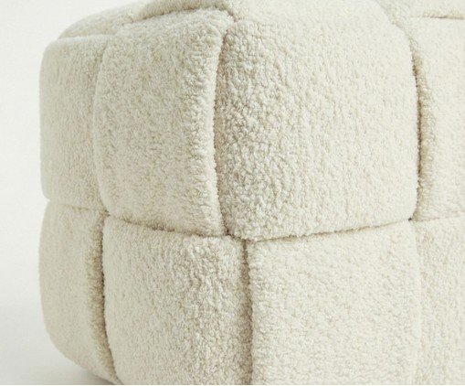 Pufe Cubo em Boucl&eacute; Off white - image 1