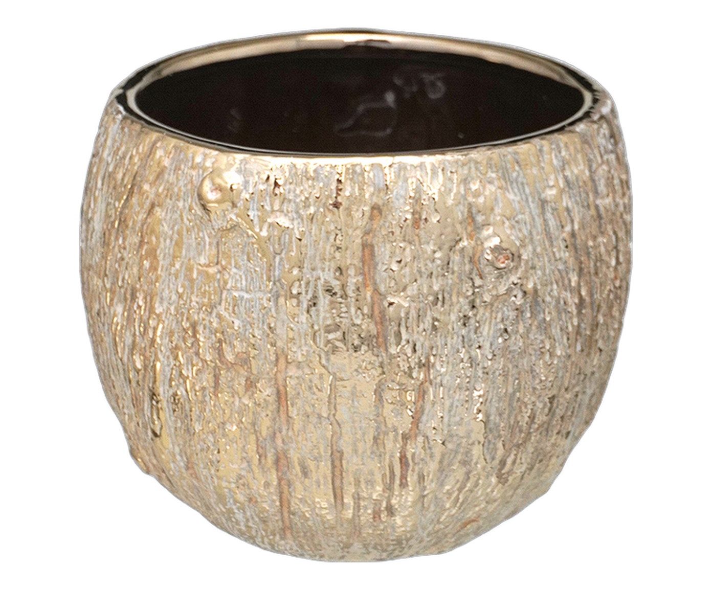 Cachepot Decorativo Herbalis Cinza e dourado image number 0