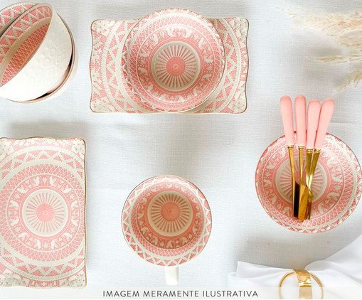 X&iacute;cara para Ch&aacute; em Porcelana Luck Rosa image number 3