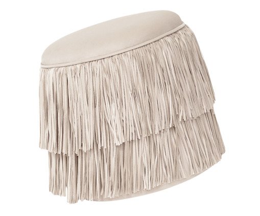 Pufe Cabaret Double com Franjas Off White image number 2
