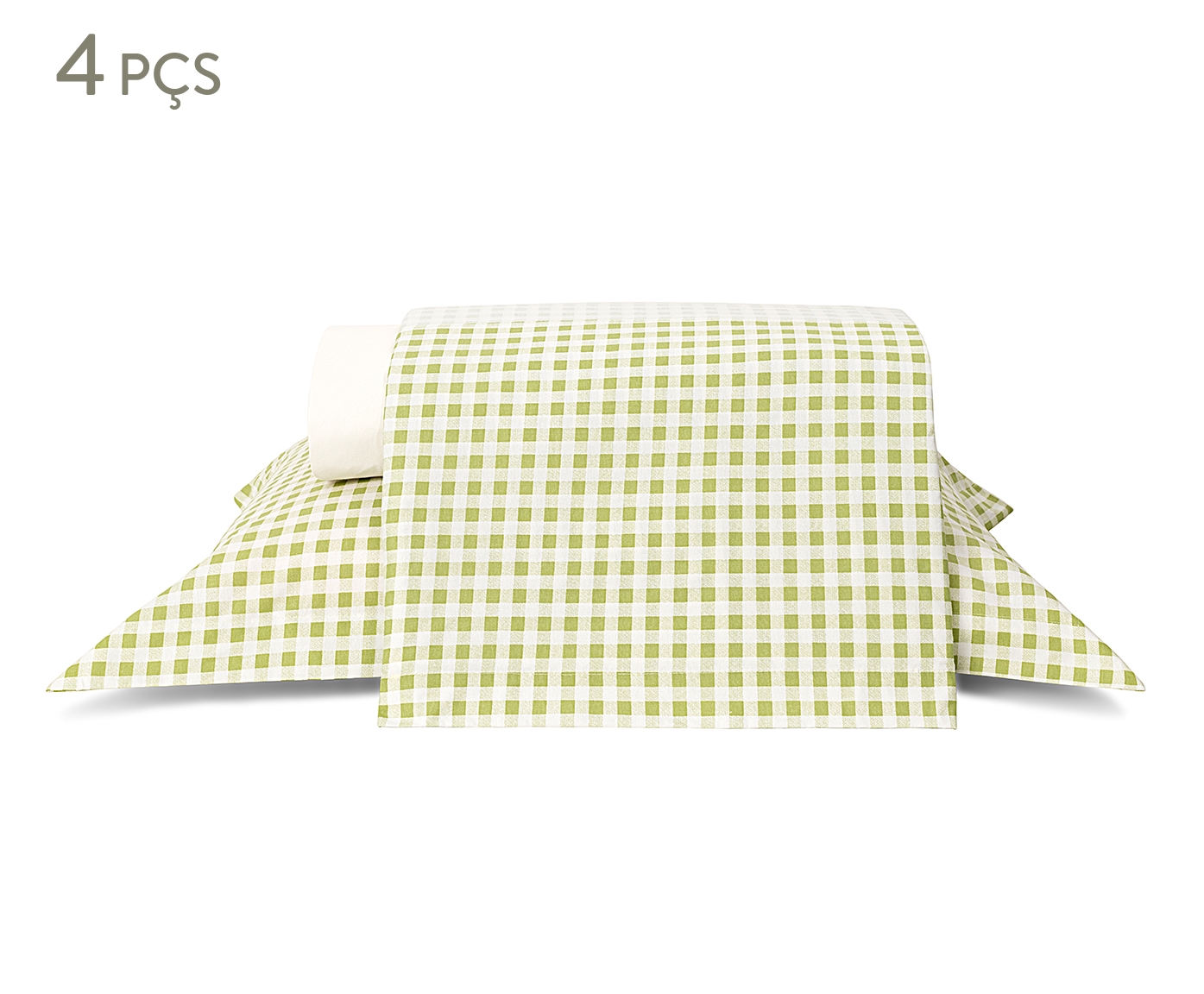 Jogo de Len&ccedil;ol Mini Vichy Verde Oliva 200 Fios - image 0