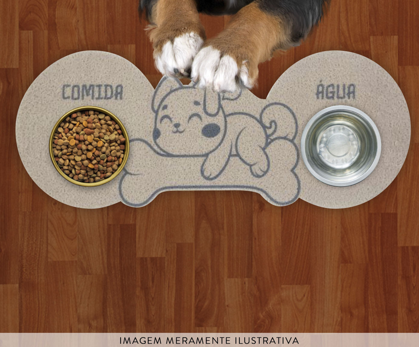 Tapete Alimenta&ccedil;&atilde;o Pet Formato Cachorro Prata image number 1