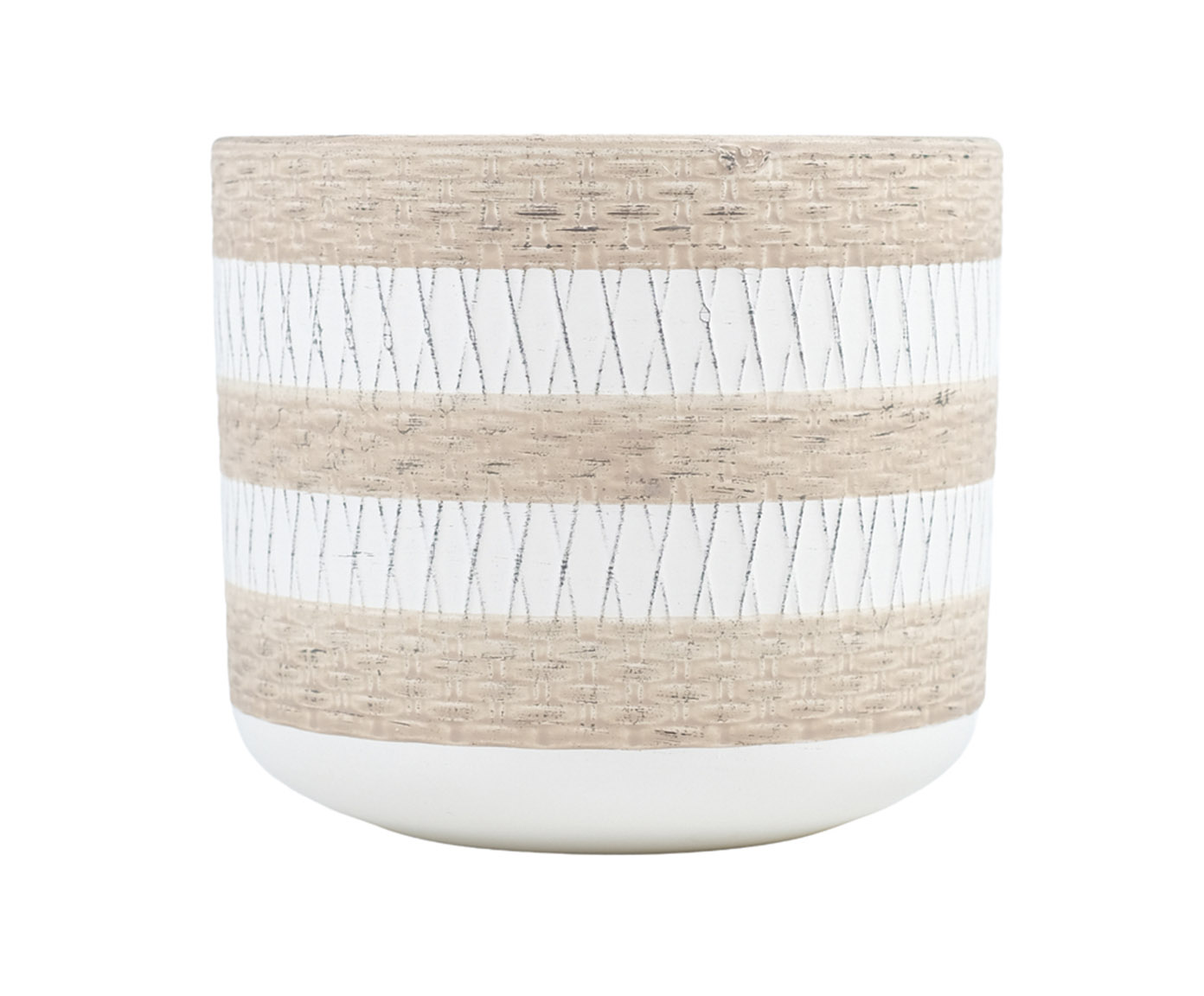 Cachepot Flin Bege e Branco Pequeno image number 0