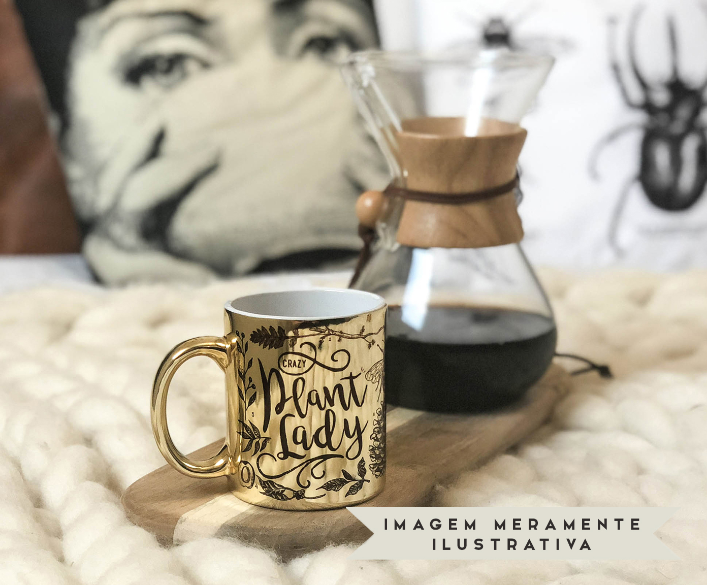 Caneca Crazy Plant Lady Dourada image number 3