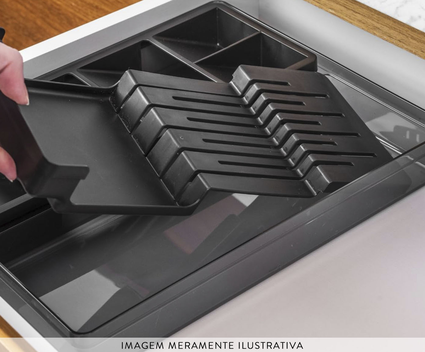 Organizador de Facas e Talheres Clear - Preto Fechado image number 3