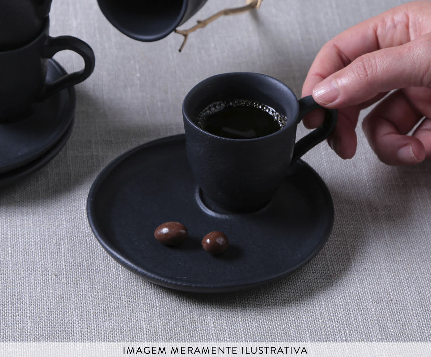 Jogo de X&iacute;caras para Caf&eacute; Org&acirc;nico Preto Matte image number 3