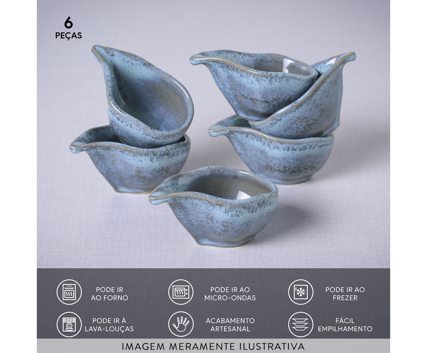 Jogo de Molheiras Oval Org&acirc;nico Breeze Azul Claro image number 4