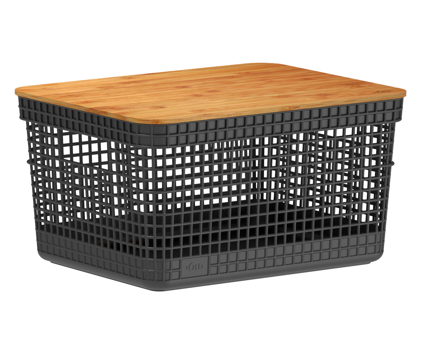 Cesto com Tampa em Bambu Grid Preto - image 1