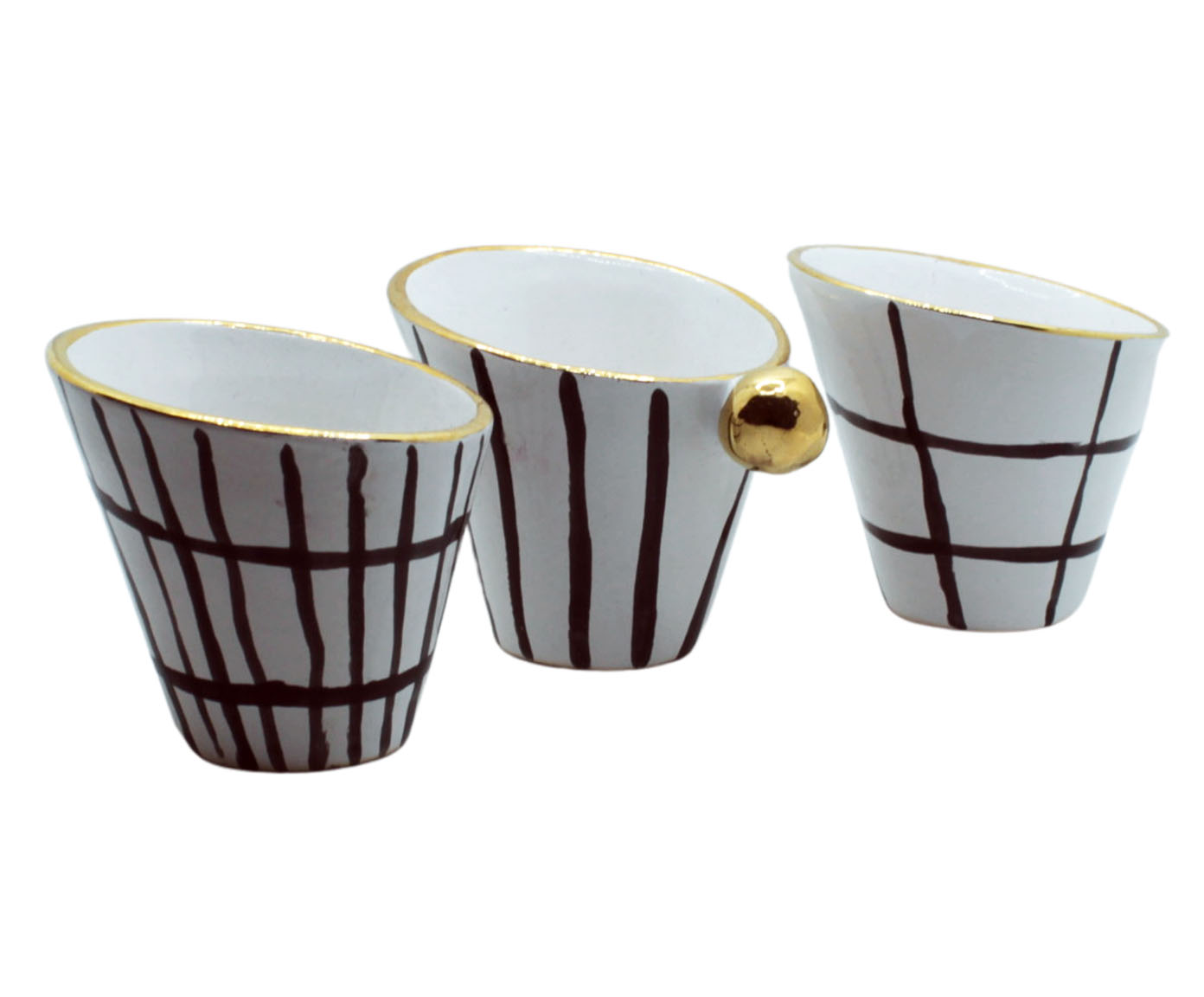 Trio Canequinhas Royals Branca com Ouro image number 1