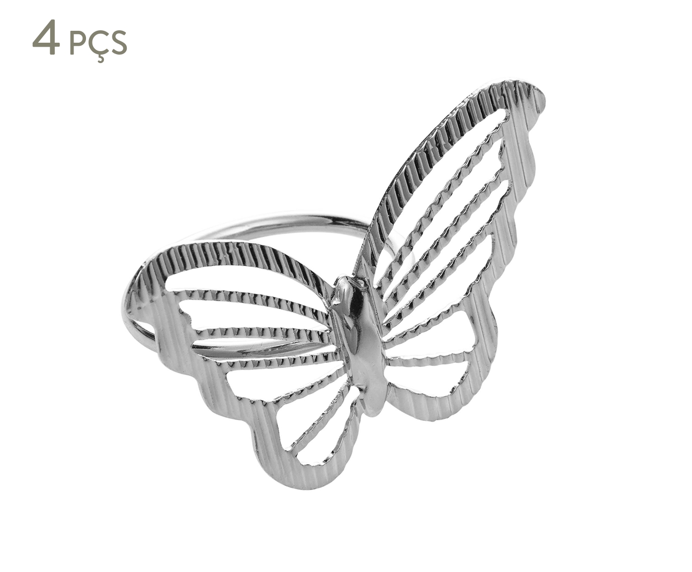 Jogo de An&eacute;is para Guardanapos ButterFly Prateado - image 0