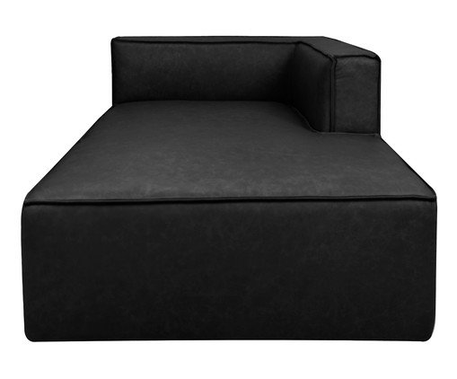 Sof&aacute; M&oacute;dulo Chaise Mensa em Couro Preto - image 0