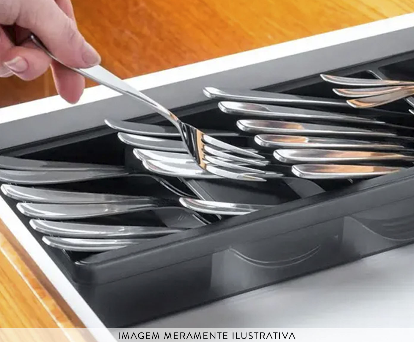 Organizador de Talheres Clear - Preto Fechado image number 3