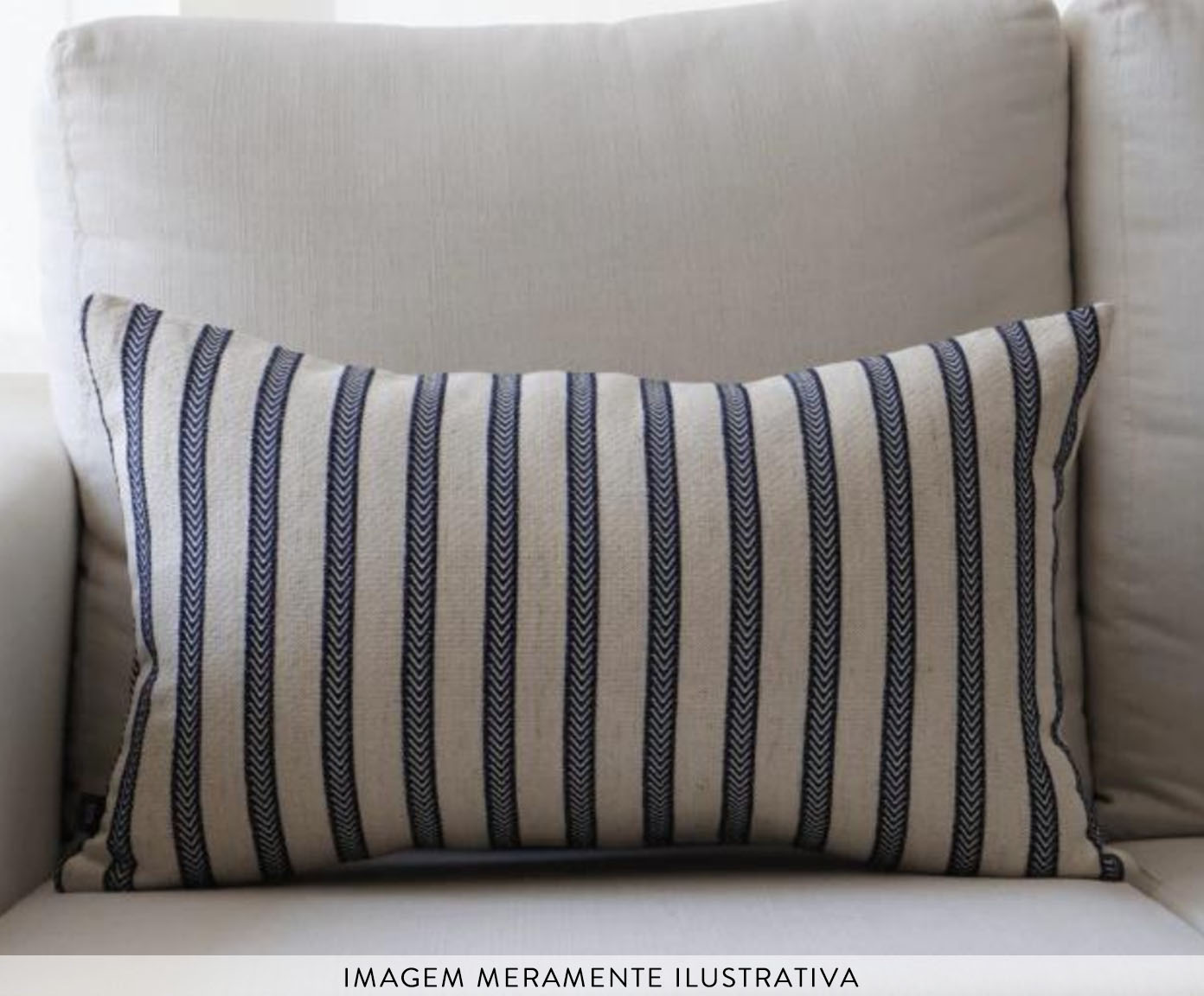 Almofada em Linho Bordada Aylena Off White e Azul - image 1
