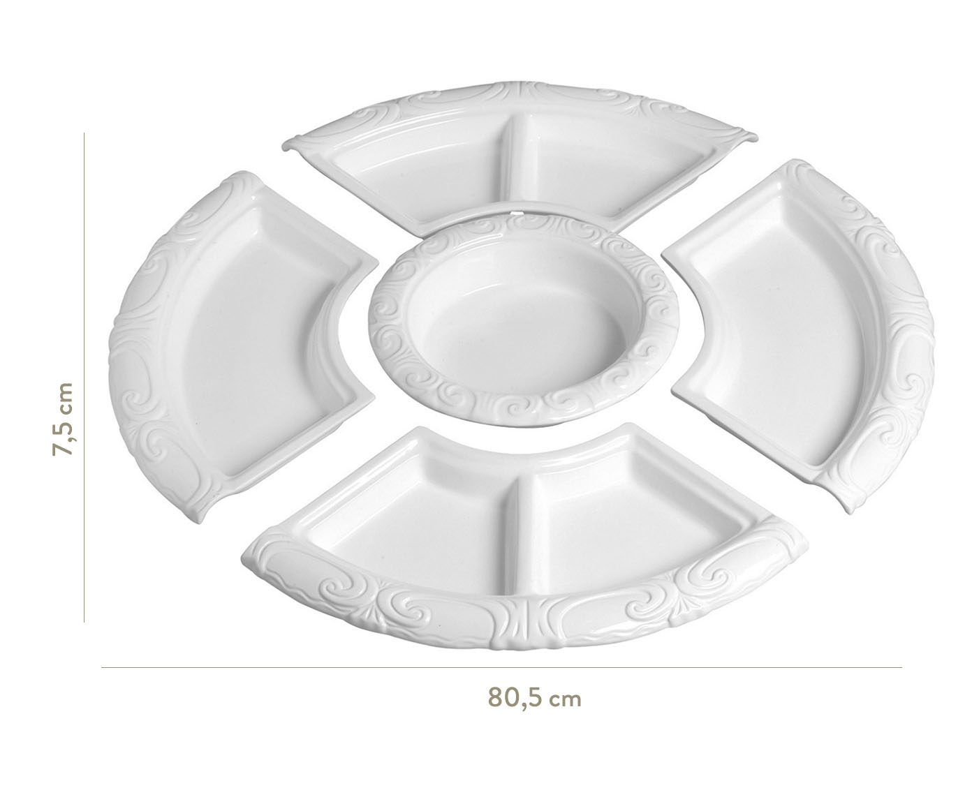 Jogo de Petisqueiras de Cer&acirc;mica Colonial - Branco image number 3