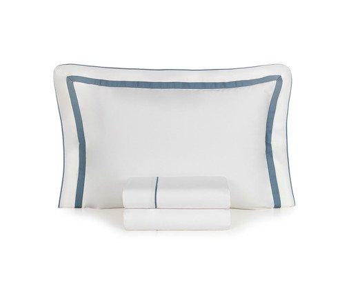 Jogo de Len&ccedil;ol Lara Bc Indigo Branco e Azul image number 0