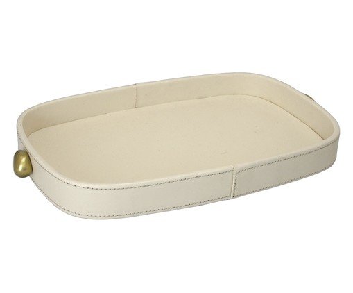 Bandeja Decorativa Varnis Dourado e Off-white image number 0