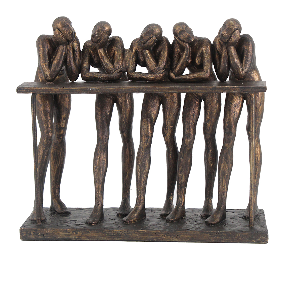 Adorno em Resina Escultura Homens Pensando Bronze image number 0