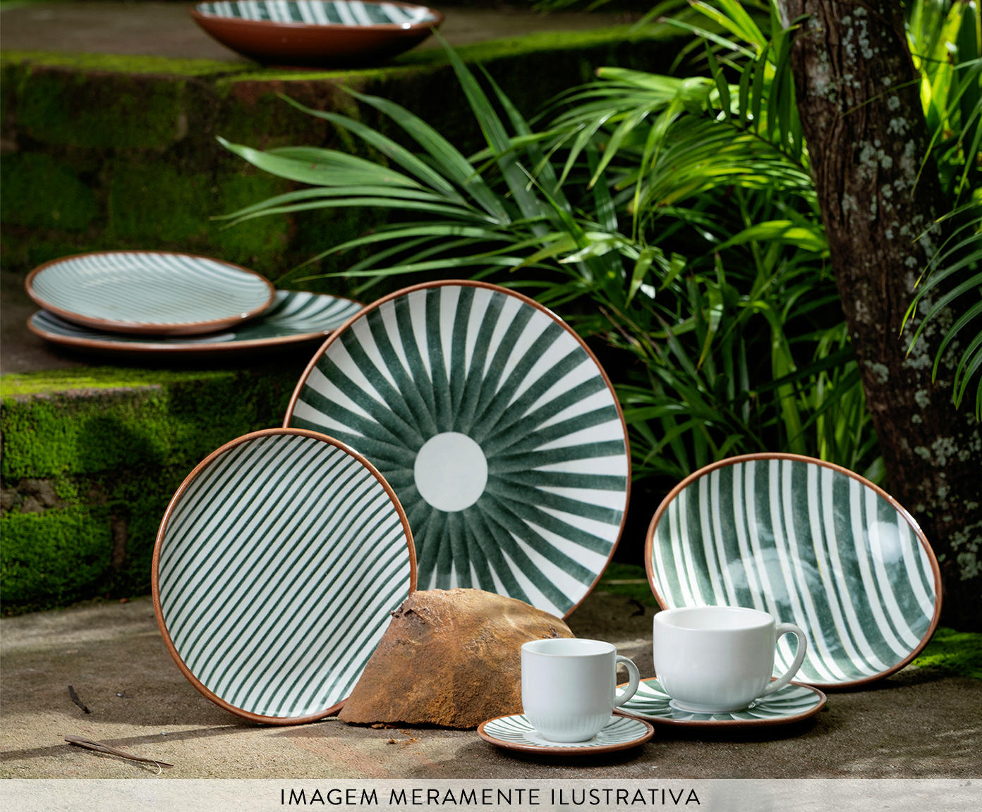 Jogo de Pratos Fundo Coup Stoneware Equador Abstrato image number 2