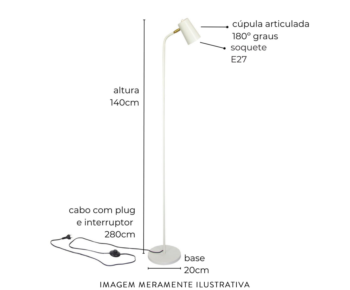 Lumin&aacute;ria de Piso Clara  Preta image number 3