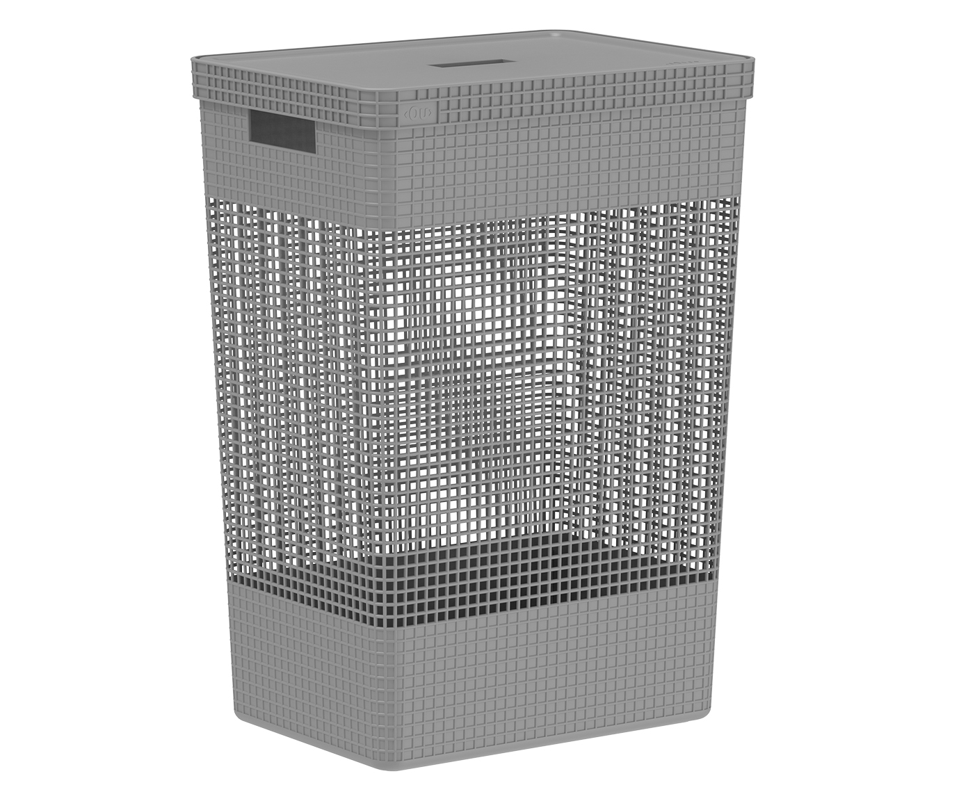 Cesto de Roupas com Tampa Grid Cinza - image 1