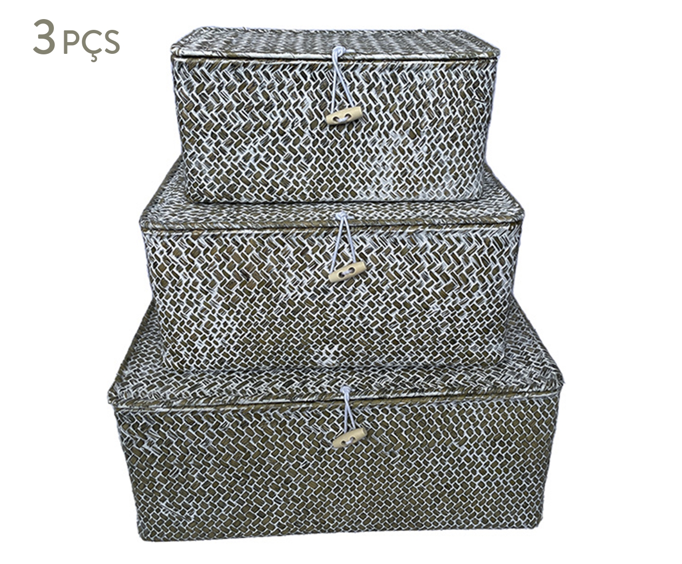 Jogo de Caixas Decorativas Aut&eacute;nti Marrom e Branco - image 0