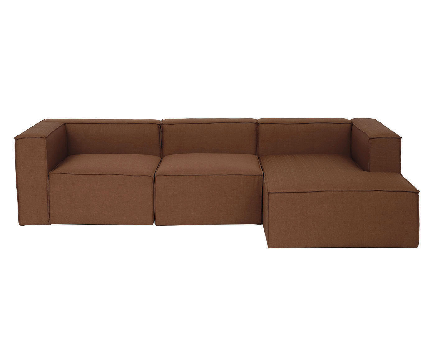 Sof&aacute; 3 M&oacute;dulos Chaise Direito Mensa Terracota - image 0
