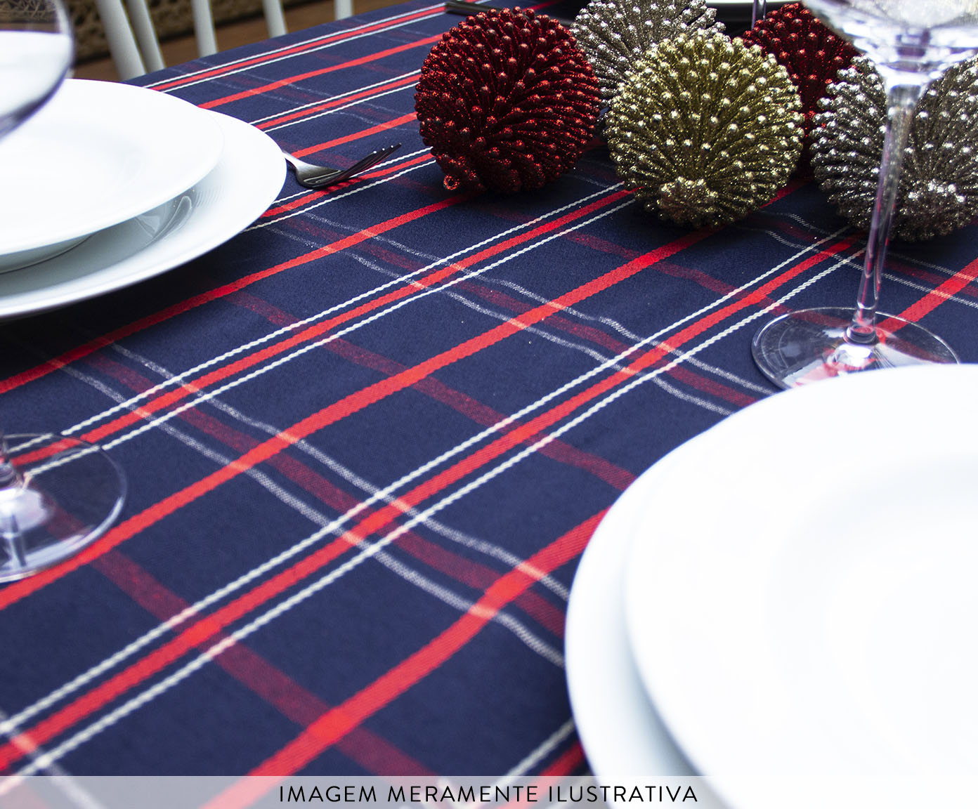 Toalha de Mesa Xadrez Azul e Vermelho image number 3