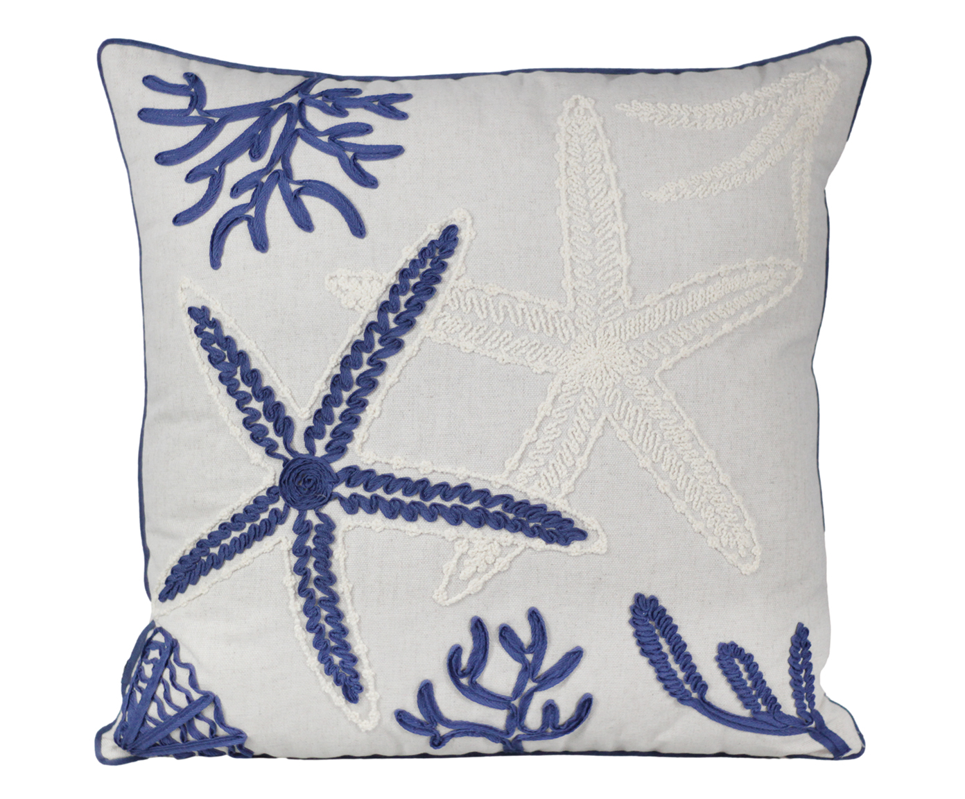 Almofada Linho Cru e Boucle Estrela Azul - image 0