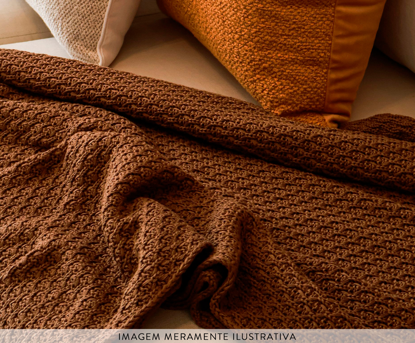 Manta Tricot Tramado Mocha Marrom image number 2