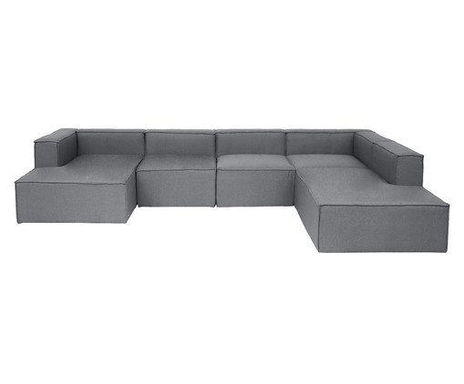 Sof&aacute; 5 M&oacute;dulos Chaise e Encosto Mensa Cinza Escuro image number 0