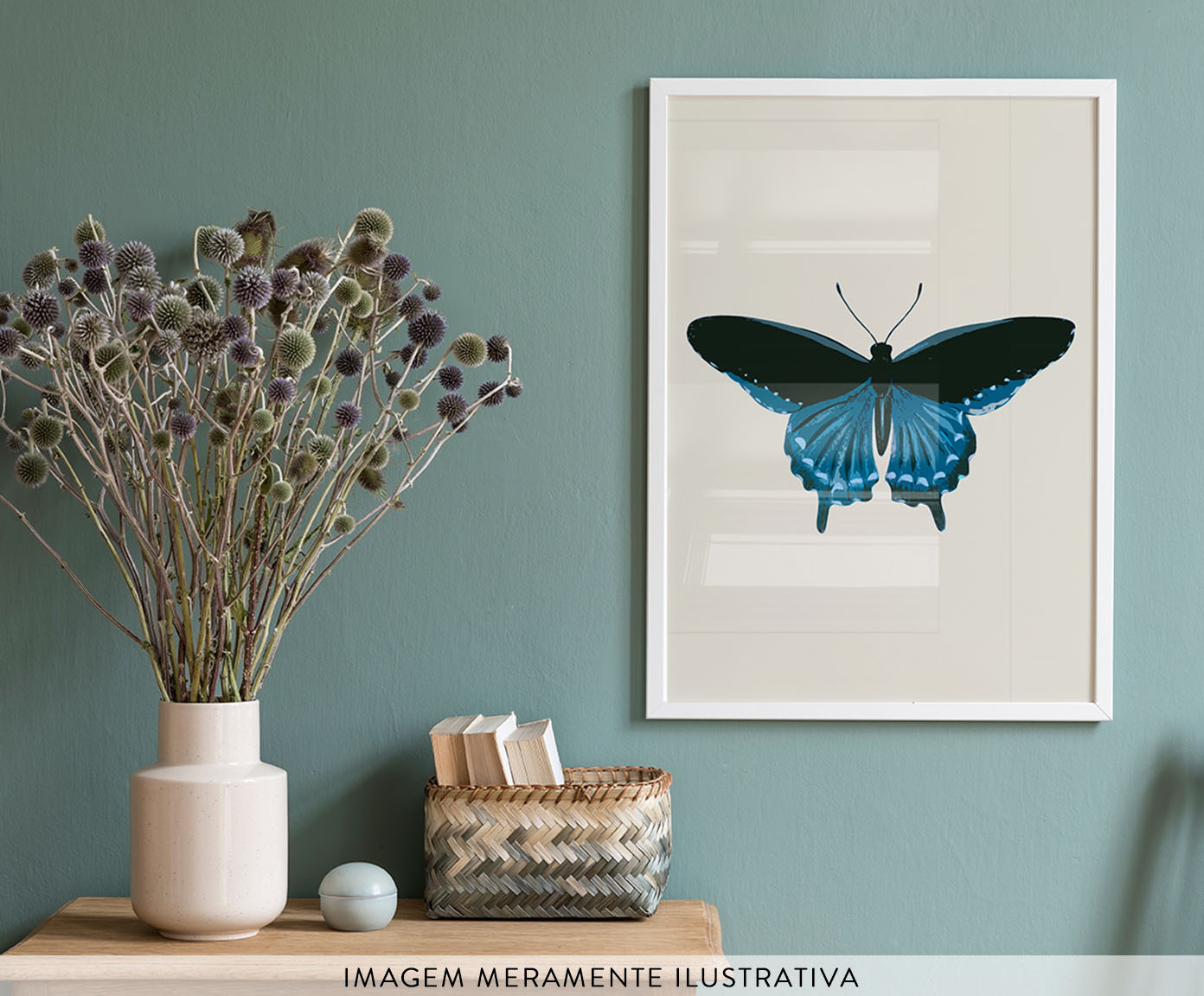 Quadro Borboleta Azul com Moldura Branca image number 3
