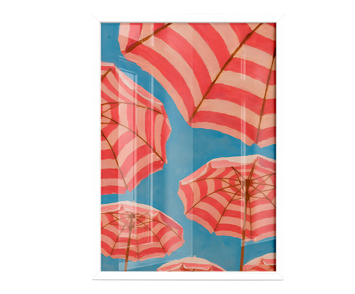Quadro Rosa No Azul com Moldura Branca - image 0