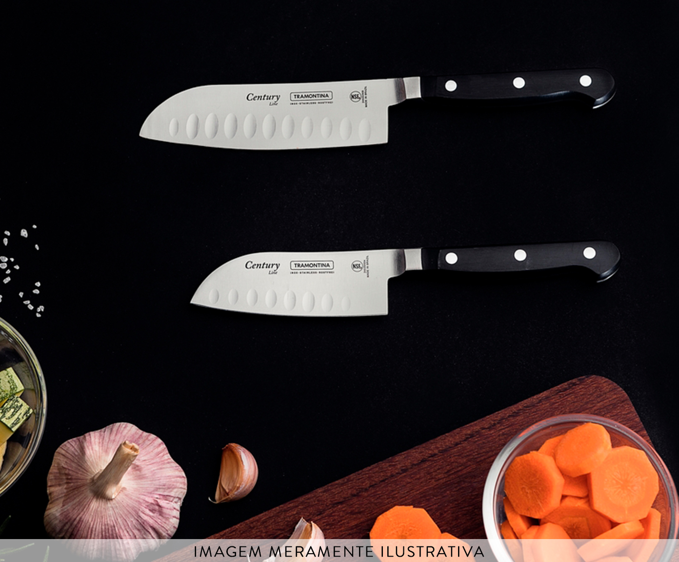 Faca Santoku em Inox Agile - Preta image number 2