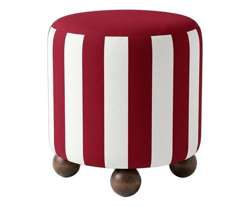 Pufe listrado Navi vermelho e branco - image 0
