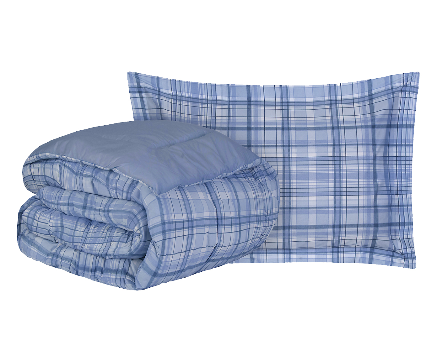 Jogo de Edredom Summer Comforter Xadrez London Azul image number 1