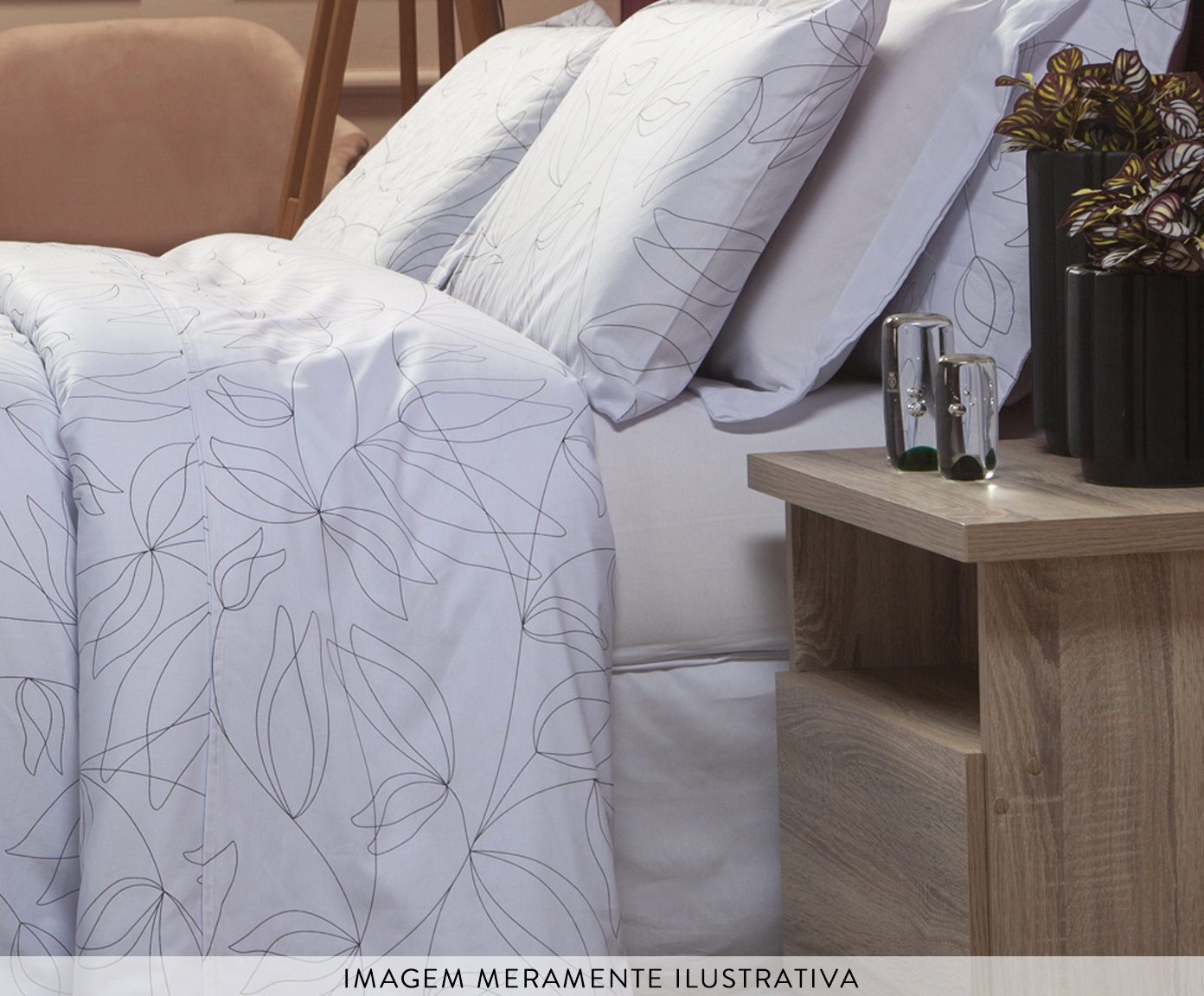 Capa Duvet para Edredom Tous Les Jours Floral P&B image number 4