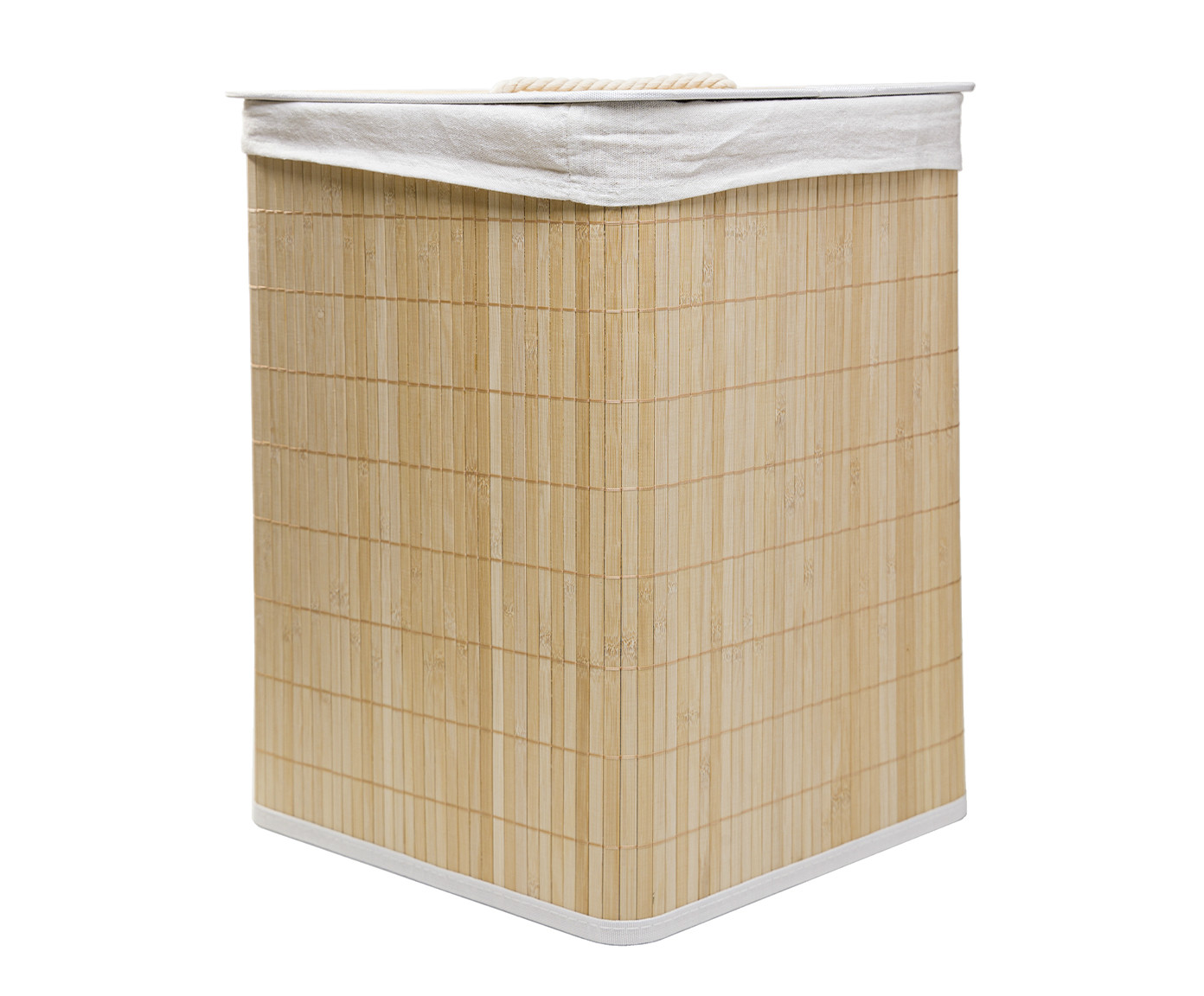CAIU_Cesto Para Lavanderia com Tampa Triangular Branco em Bambu - image 1
