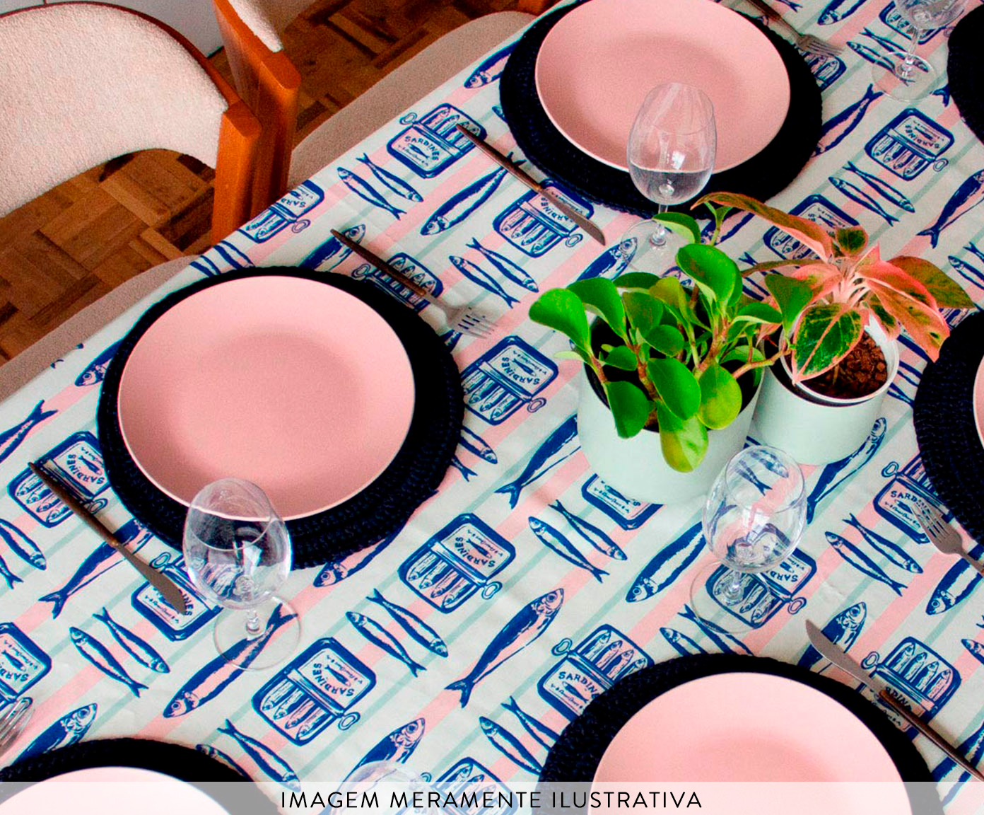 Toalha de Mesa Mar&eacute; de Sorte Sardinha Retr&ocirc; image number 2