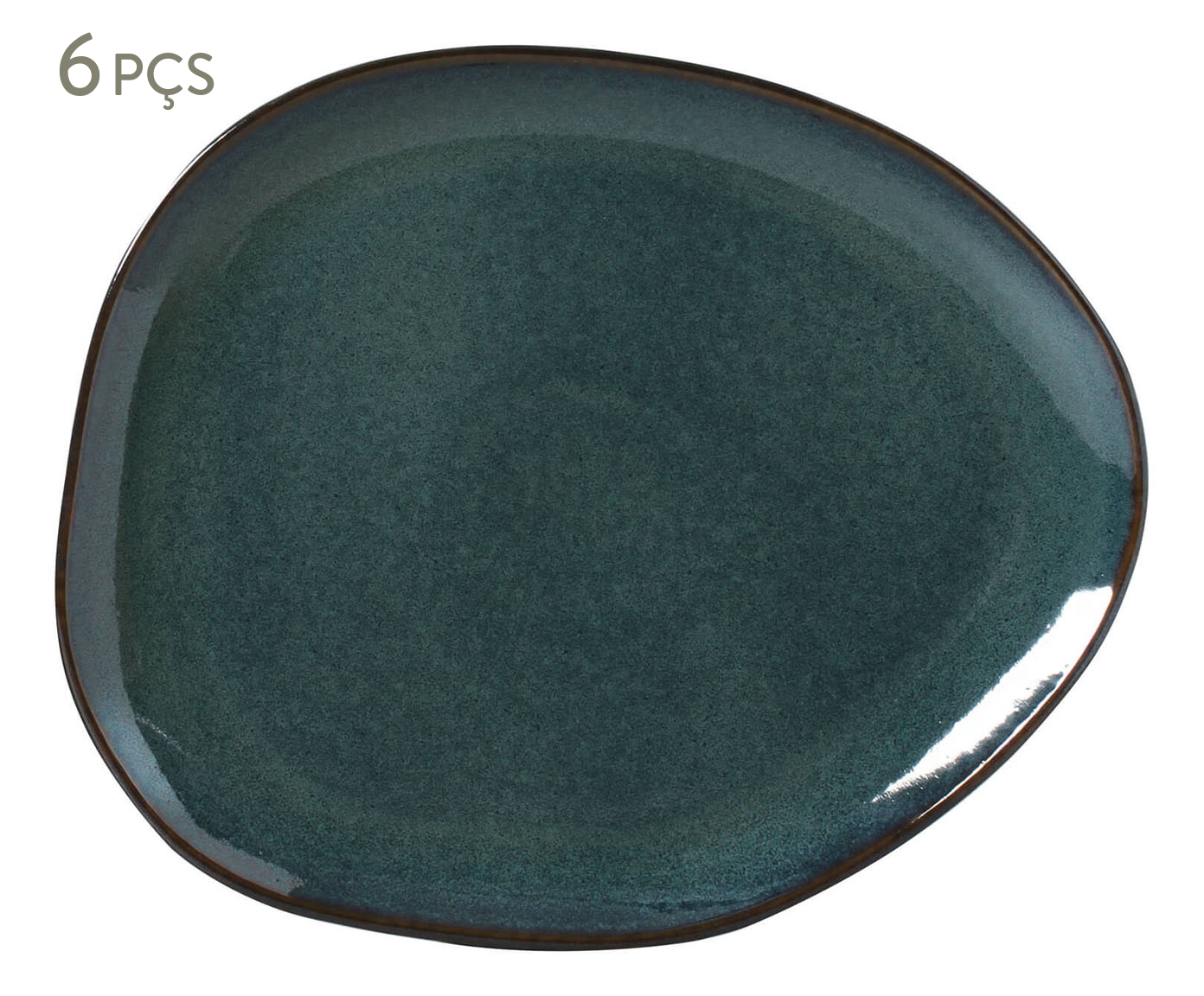 Jogo de Pratos Raso Oval Org&acirc;nico Oceano Azul image number 0