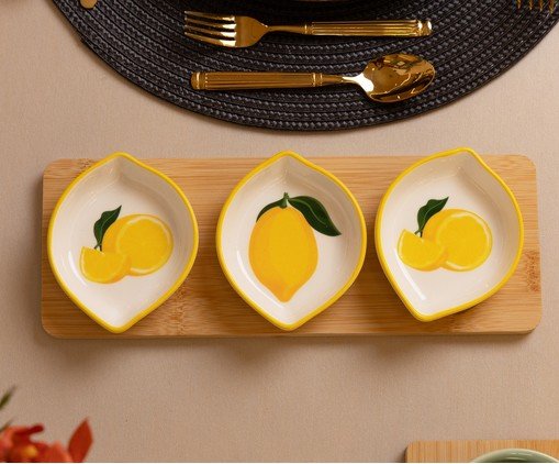 Jogo de Petisqueiras com Bandeja Siciliano Amarelo image number 2