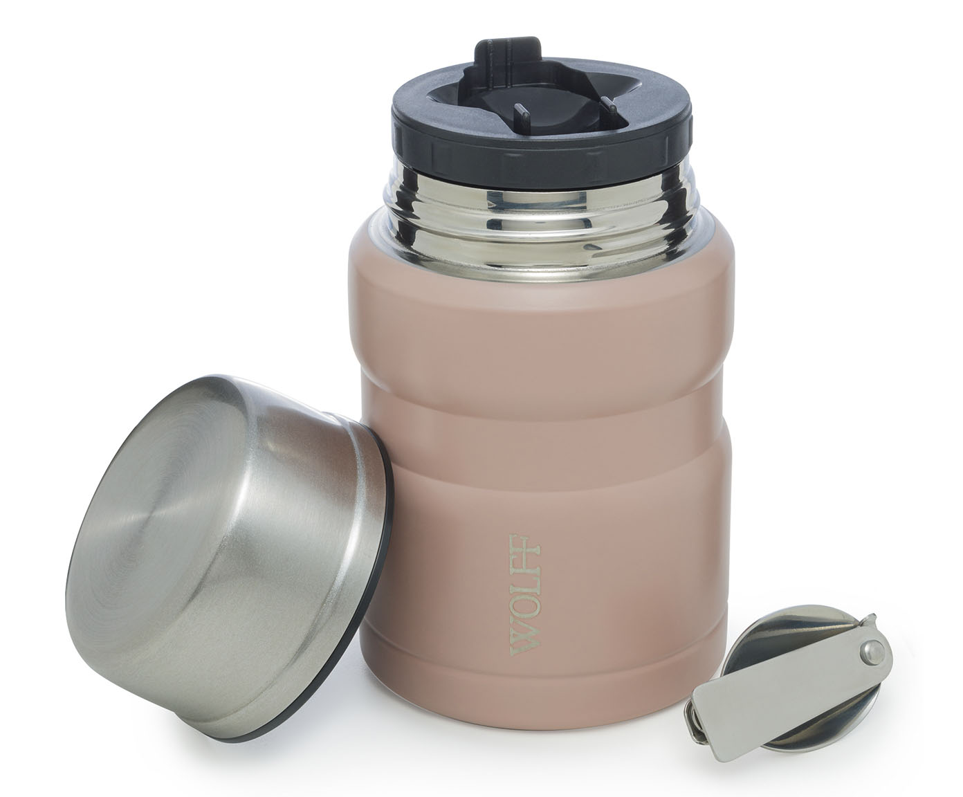 Pote T&eacute;rmico com Colher Dupla Parede em Inox Rosa Wolff image number 2