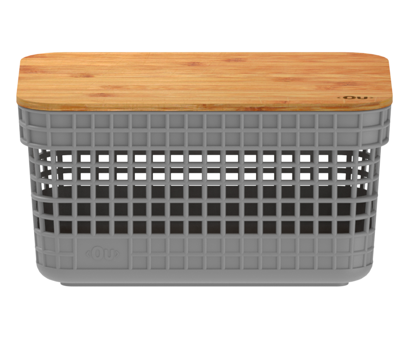 Cesto com Tampa em Bambu Grid II Cinza - image 0