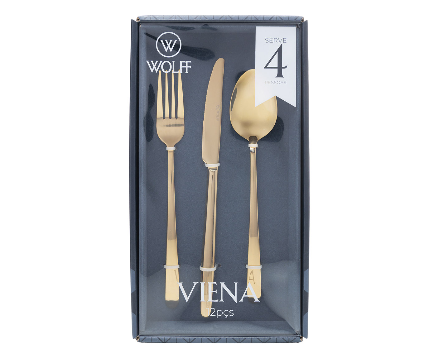 Faqueiro de A&ccedil;o Inox Viena Dourado image number 6