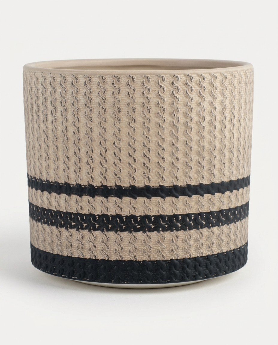 Cachepot Nancy Bege e Preto Grande - image 1