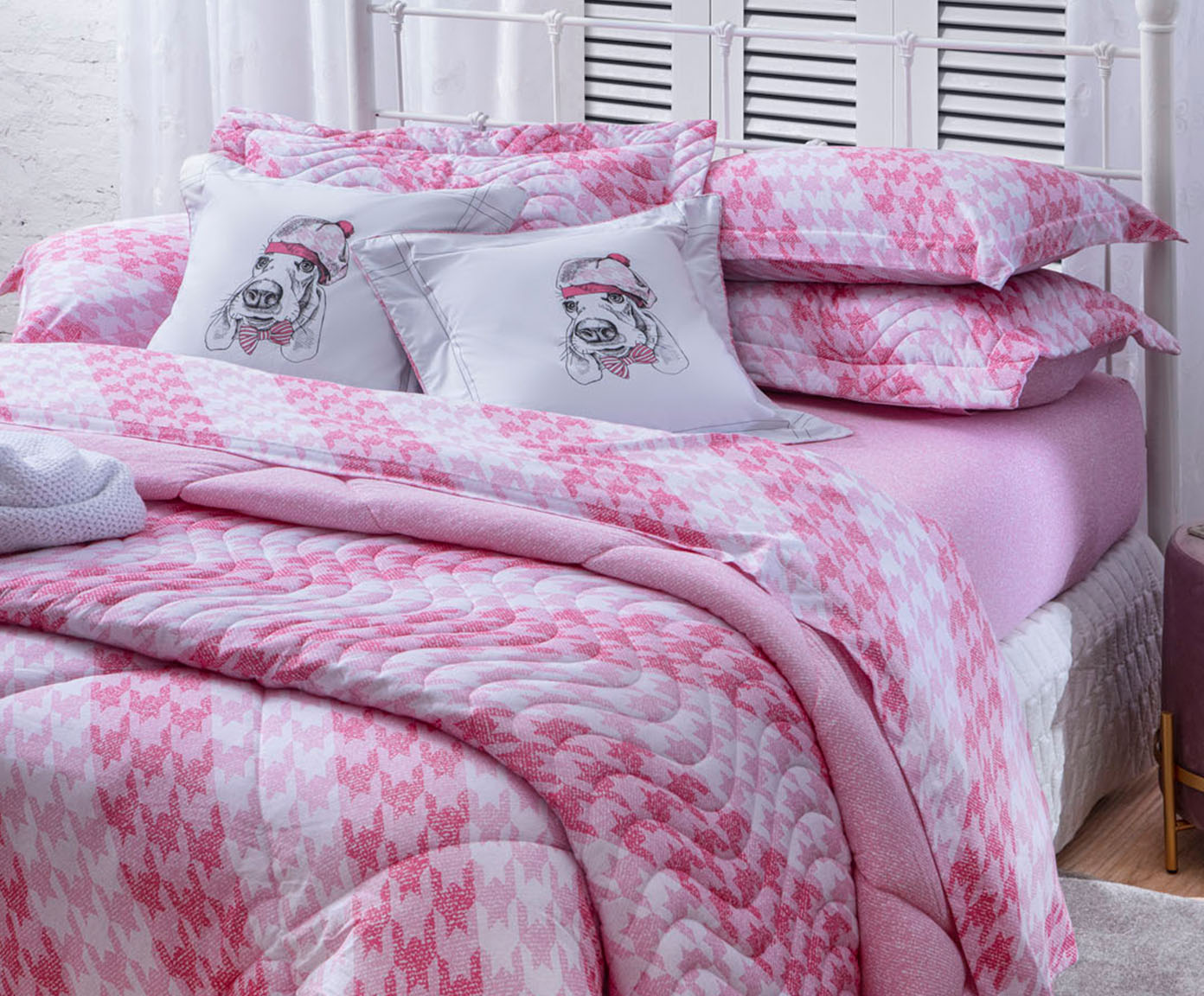 Capa para Almofada Pointer Rosa 200 Fios - image 1