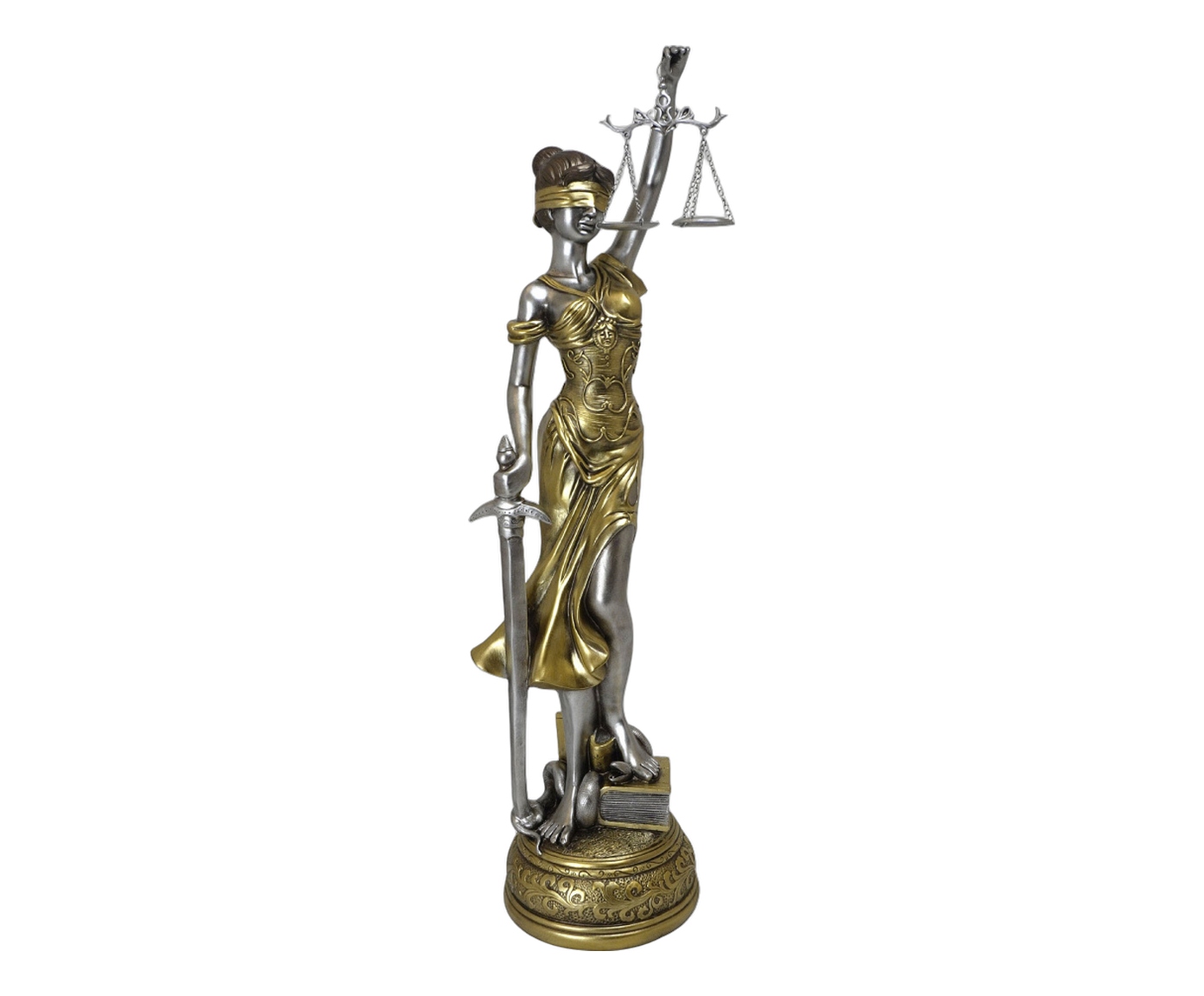 Dama da Justi&ccedil;a Decorativa &Iacute;ntegra Chumbo e Dourado image number 0