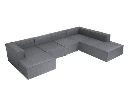 Sof&aacute; 5 M&oacute;dulos Chaise e Encosto Mensa Cinza Escuro image number 3